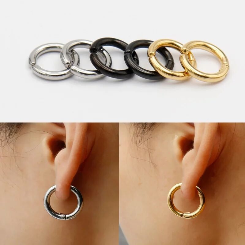 Body Jewelry Hoops - 2/6Pcs Fake Huggie Hoop Earrings for
