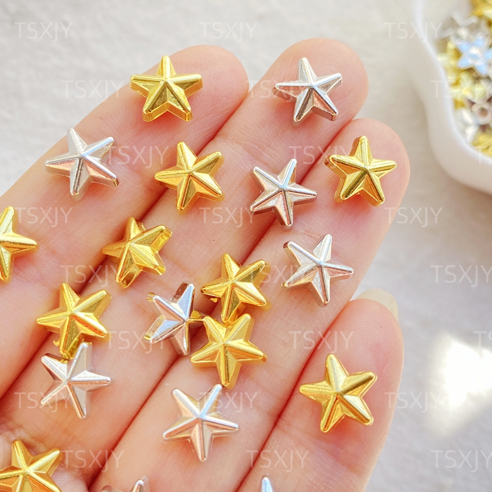 Star Flat Back - 50pcs New Cute Resin Mini Gold,