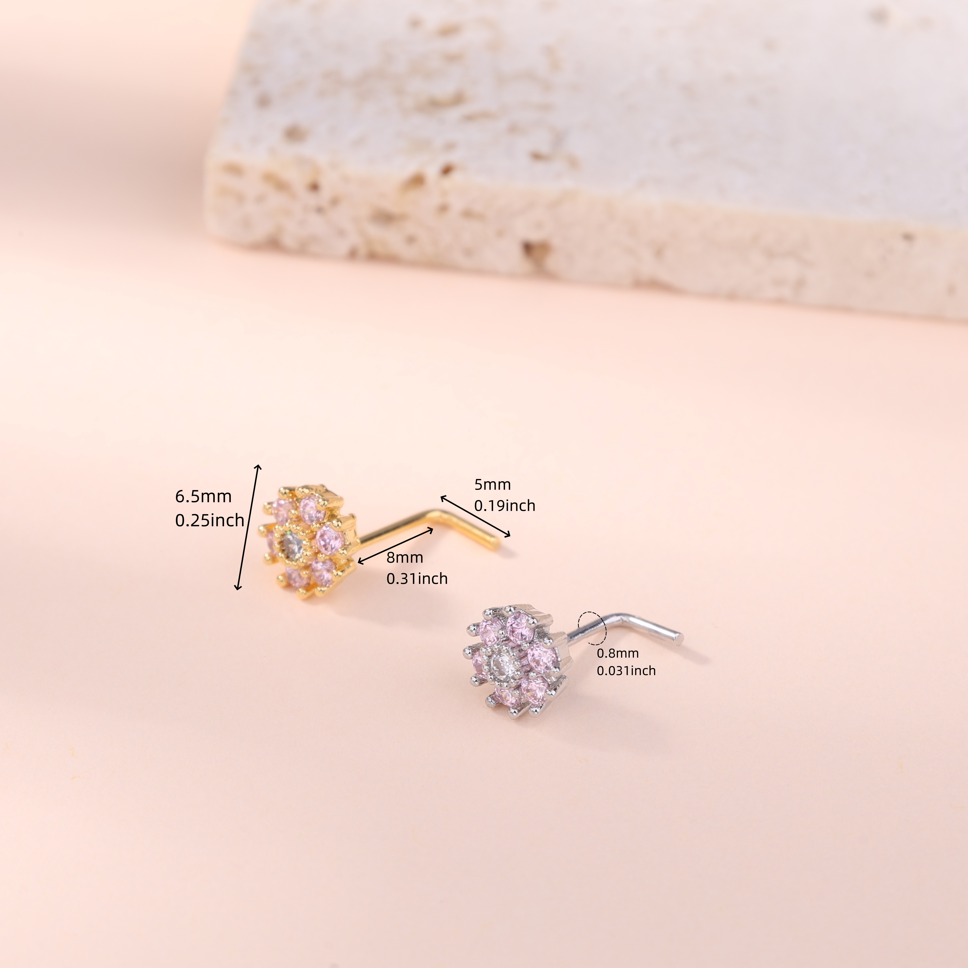 1Pcs Nose Stud Rings L Screw S - đánh giá và giá Body Jewelry Hoops
