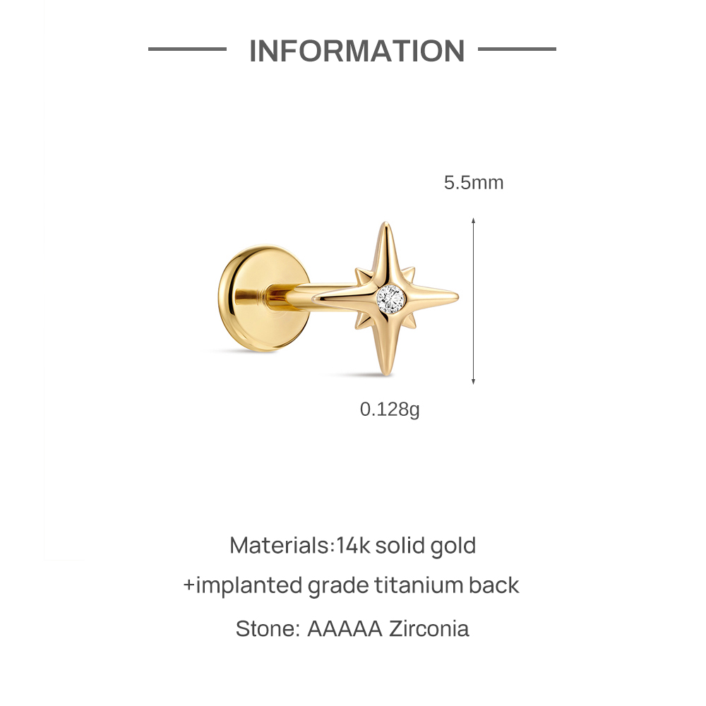 CANNER 1PC 14K Solid Gold Eigh - đánh giá và giá Star Flat Back