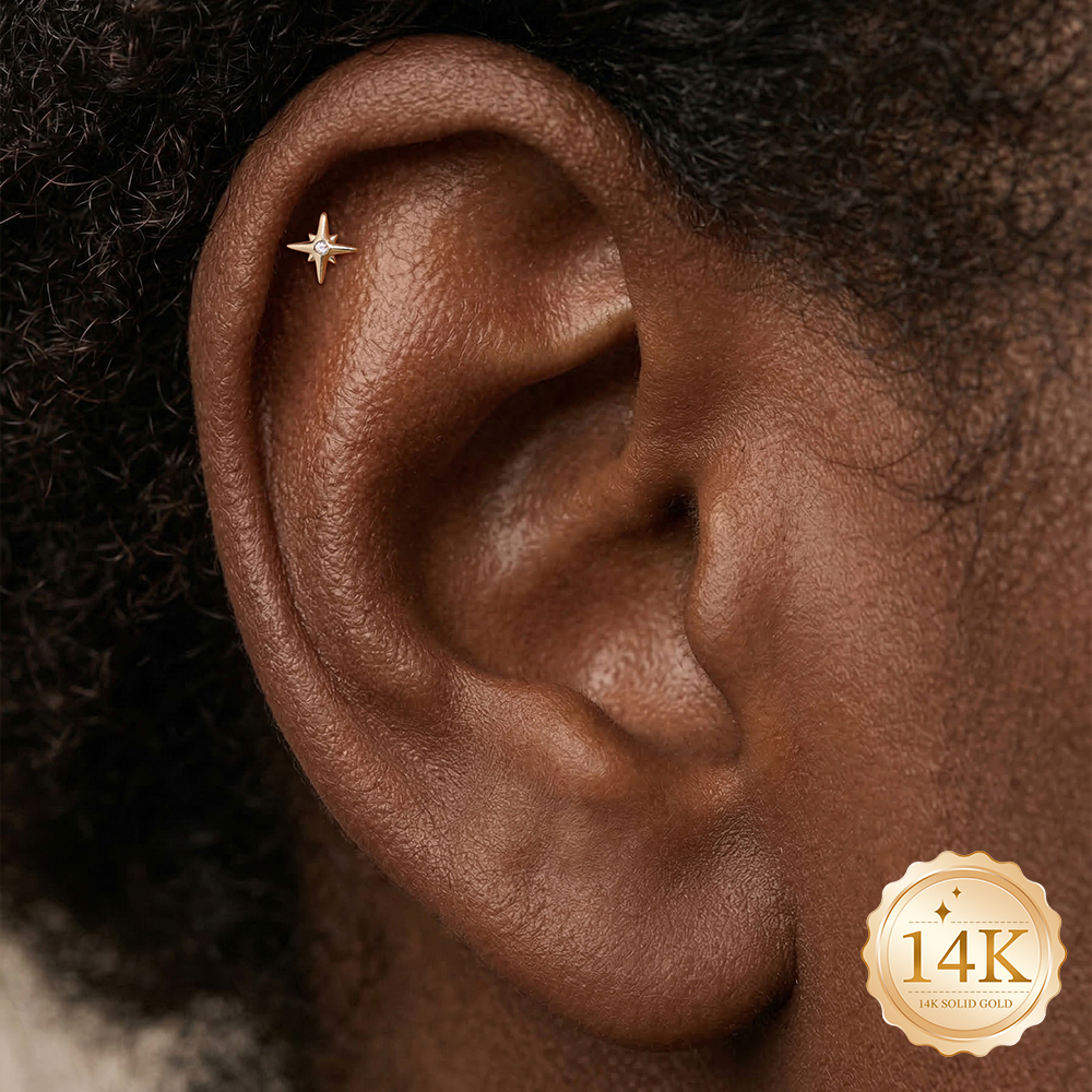 CANNER 1PC 14K Solid Gold Eigh - đánh giá và giá Star Flat Back
