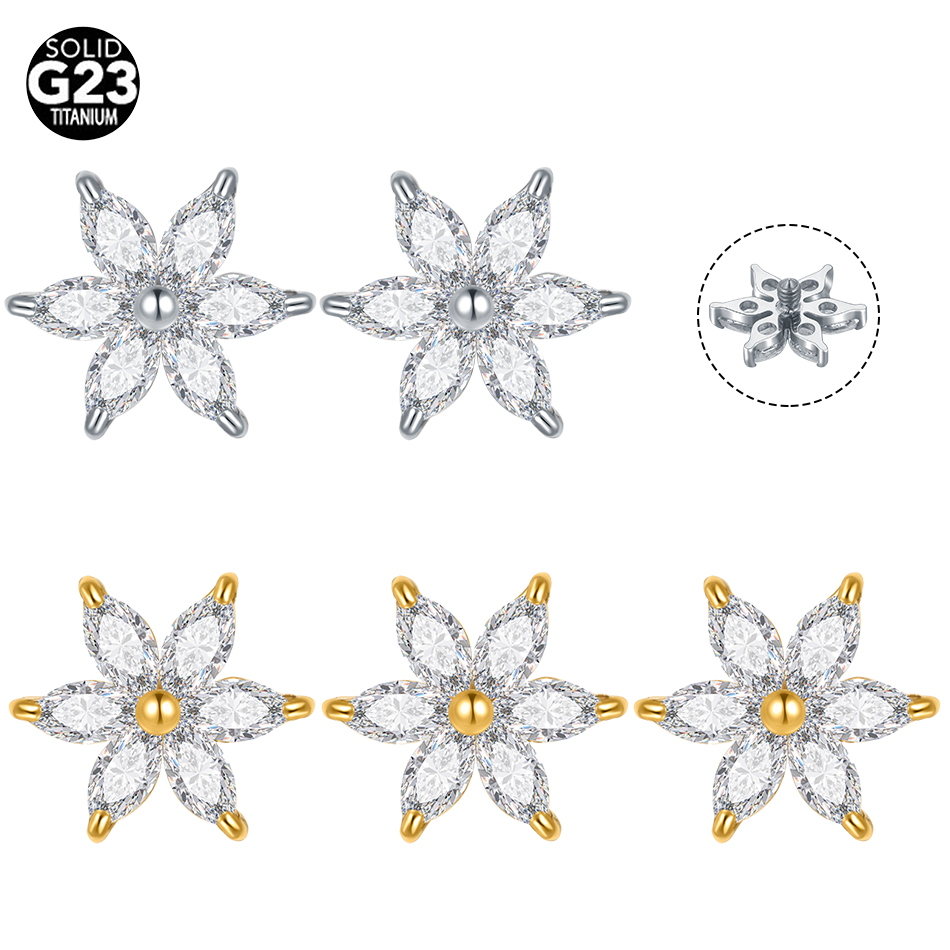 1/5PCS Titanium Crystal Flower - đánh giá và giá Dermal Anchor Top