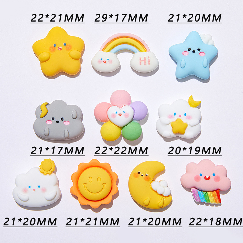 10pcs Cartoon Rainbow Clouds M - đánh giá và giá Star Flat Back