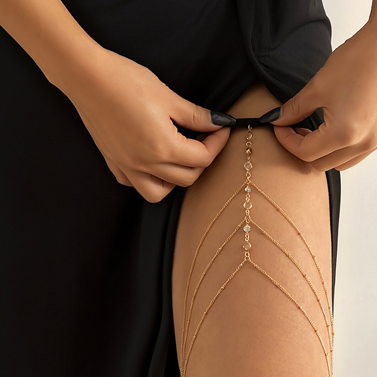 Boho Elastic Band Crystal Leg  - đánh giá và giá Body Jewelry Leg Chain