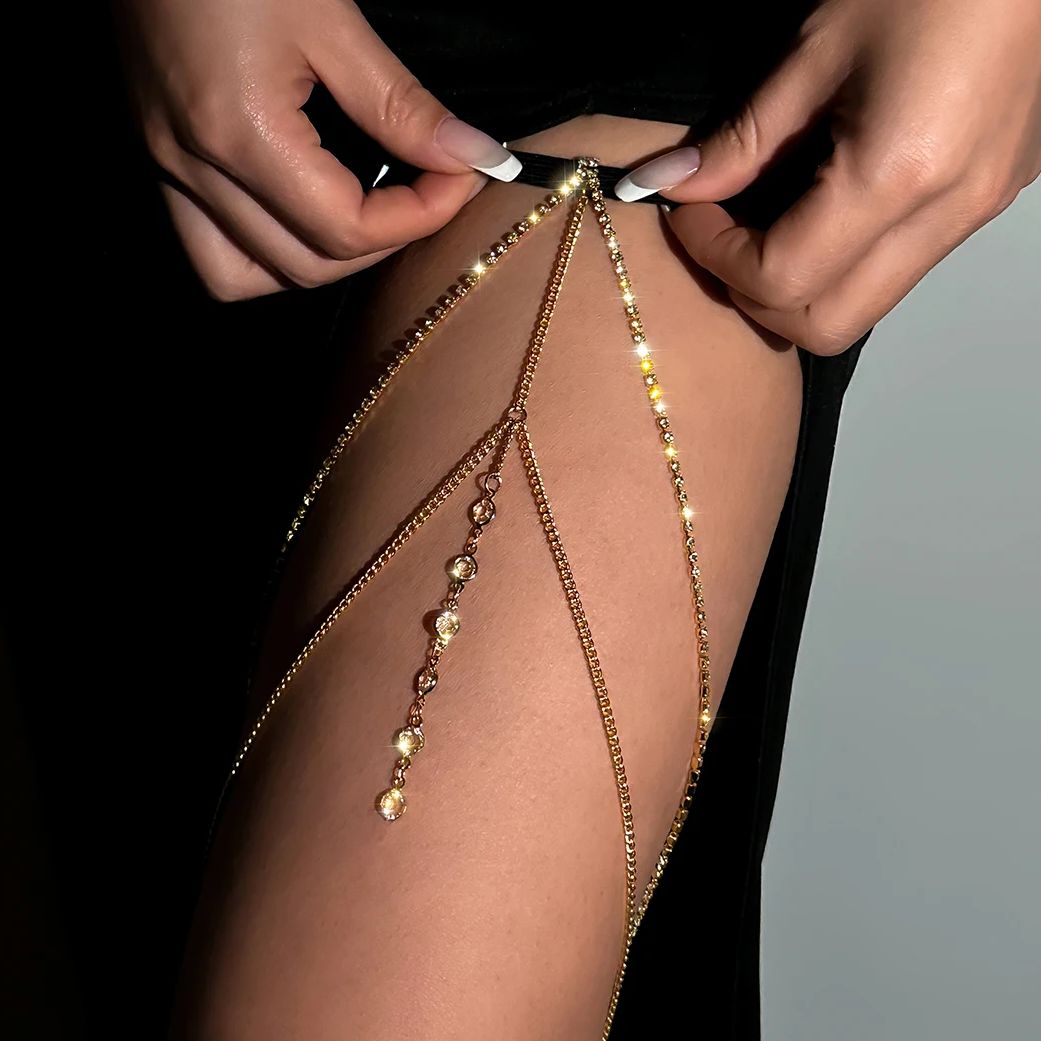 Sexy Shiny Crystal Multilayer  - đánh giá và giá Body Jewelry Leg Chain