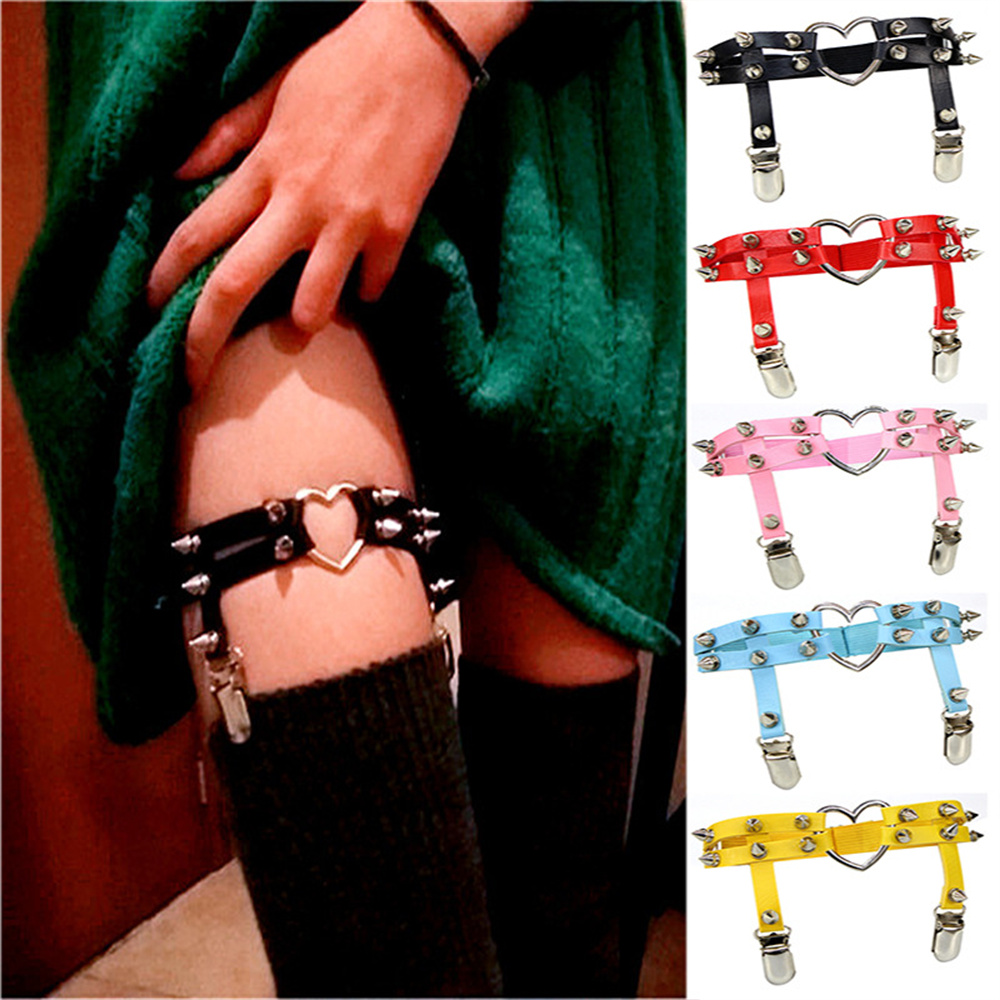 1Pcs Women Punk Goth Heart PU  - đánh giá và giá Body Jewelry Leg Chain