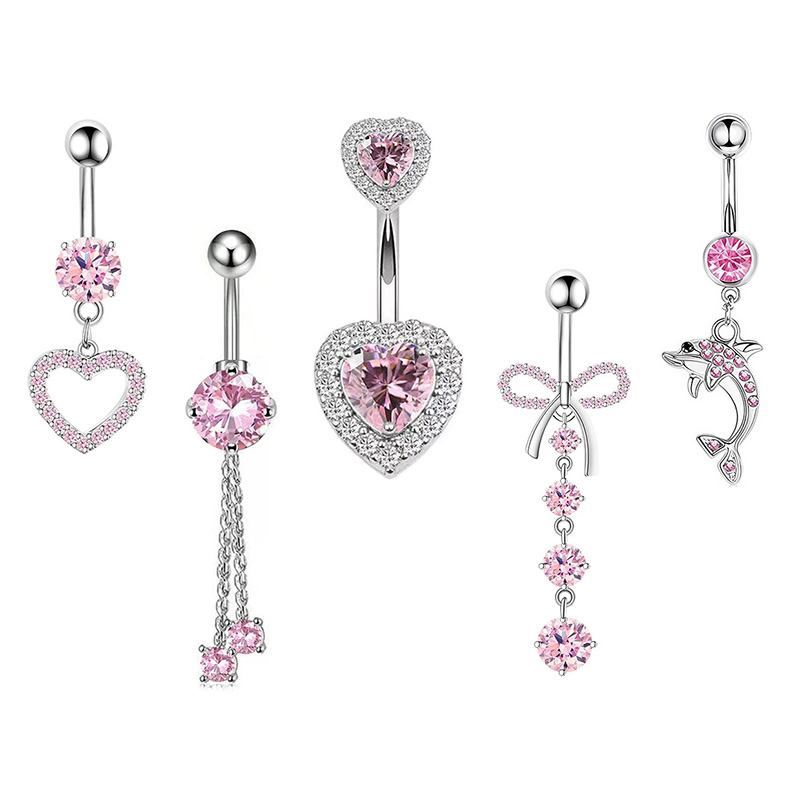 1PCS Pink Crown Belly Button R - đánh giá và giá Body Jewelry Hoops