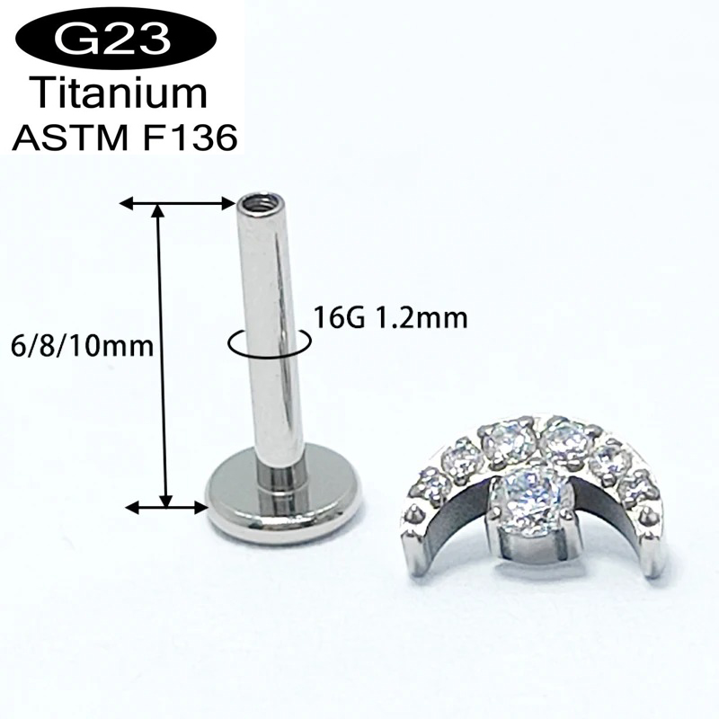 G23 Titanium Crescent-Moon-des - đánh giá và giá Dermal Anchor Top