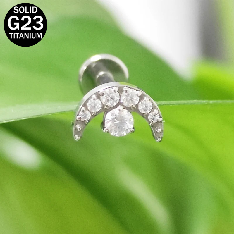 G23 Titanium Crescent-Moon-des - đánh giá và giá Dermal Anchor Top