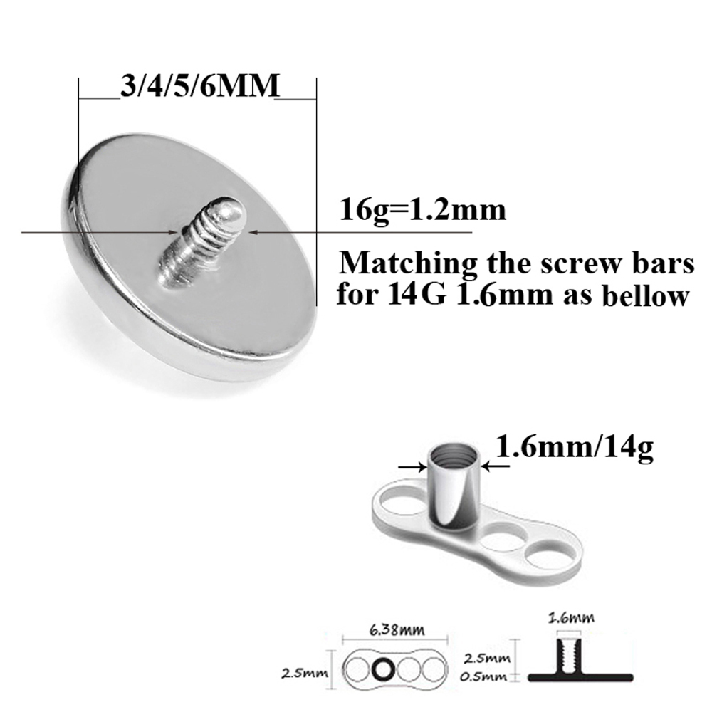 1 PC Surgical Steel Prong zirc - đánh giá và giá Dermal Anchor Top