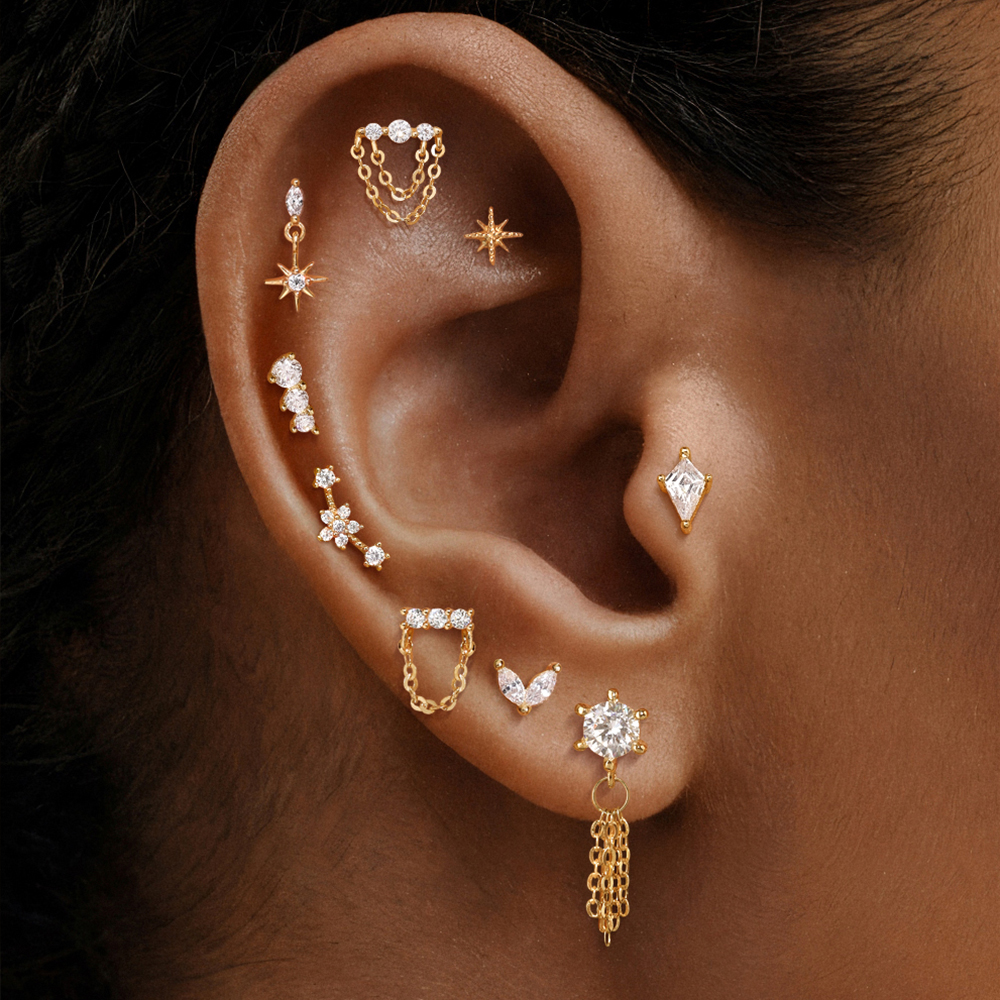 AIDE 14K Solid Gold Geometric  - đánh giá và giá Star Flat Back
