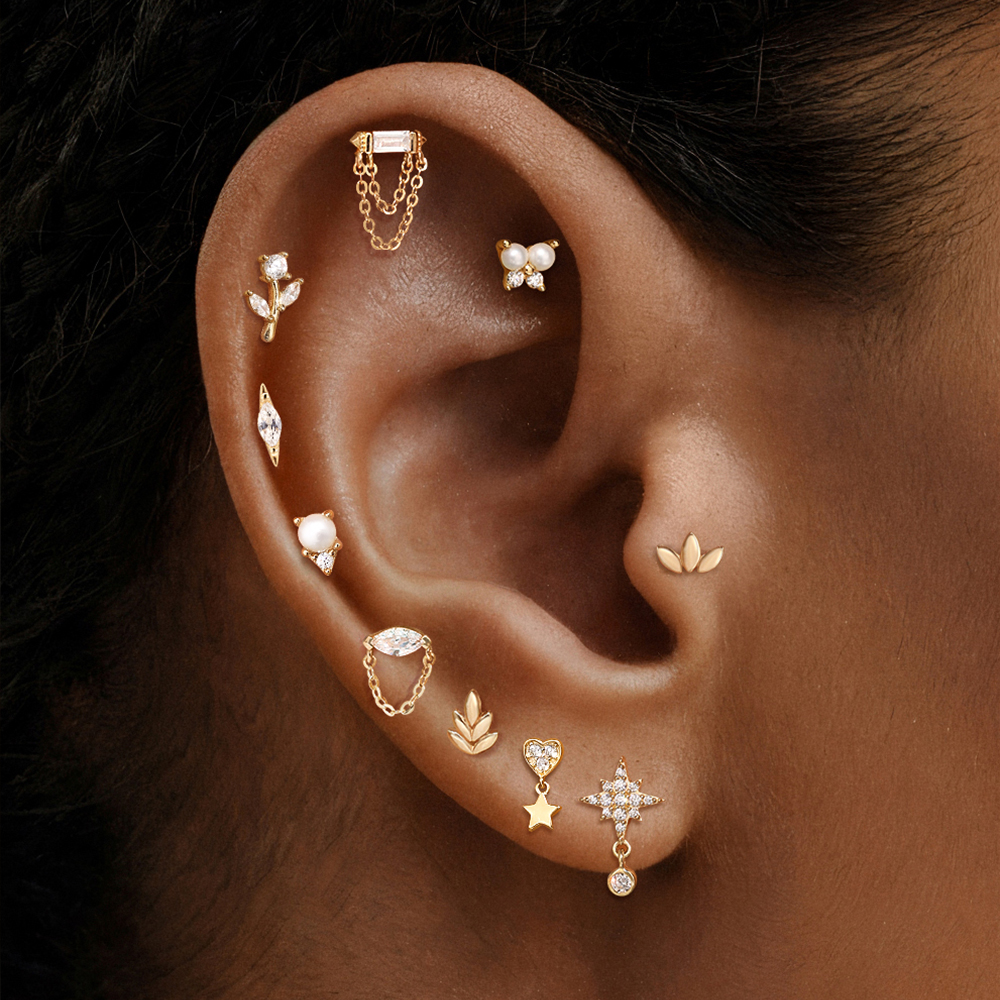 AIDE 14K Solid Gold Geometric  - đánh giá và giá Star Flat Back