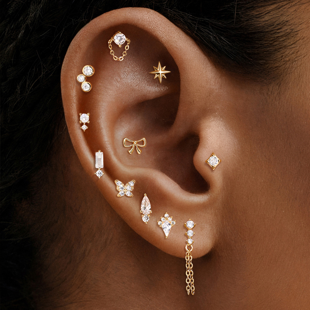 AIDE 14K Solid Gold Geometric  - đánh giá và giá Star Flat Back