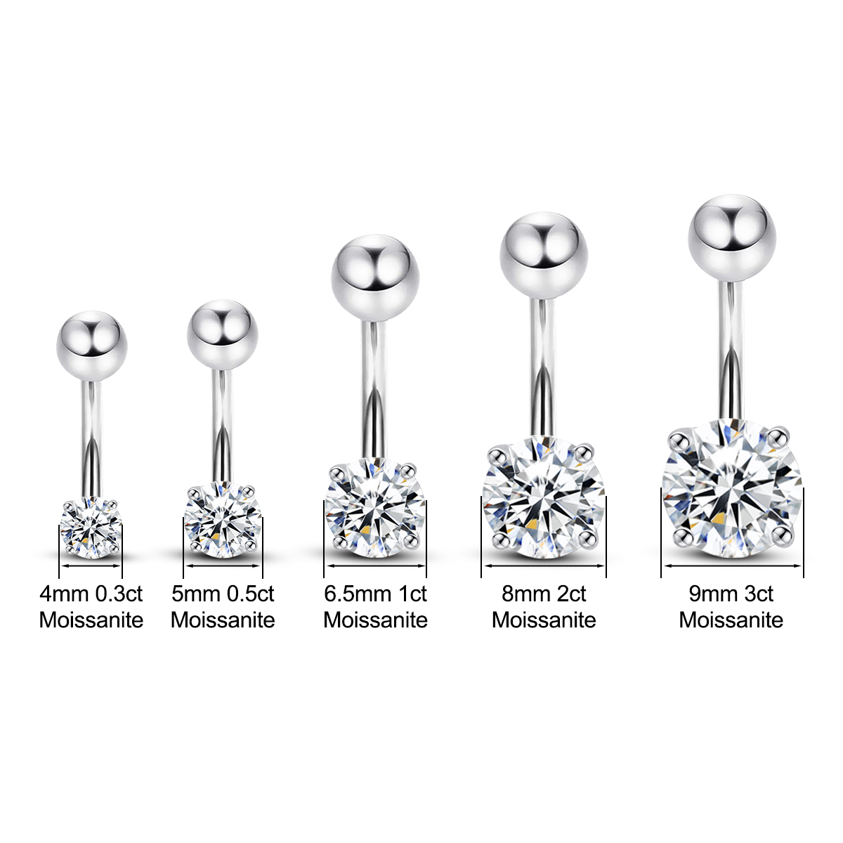 Szjinao 0.3ct To 3ct Moissanit - đánh giá và giá Body Jewelry On Sale