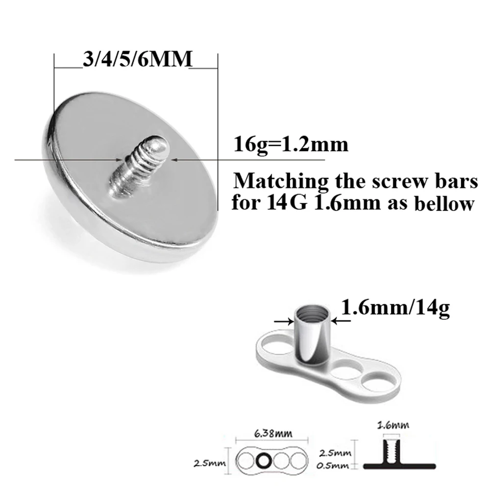 1PC Titanium Prong Flash Film  - đánh giá và giá Dermal Anchor Top