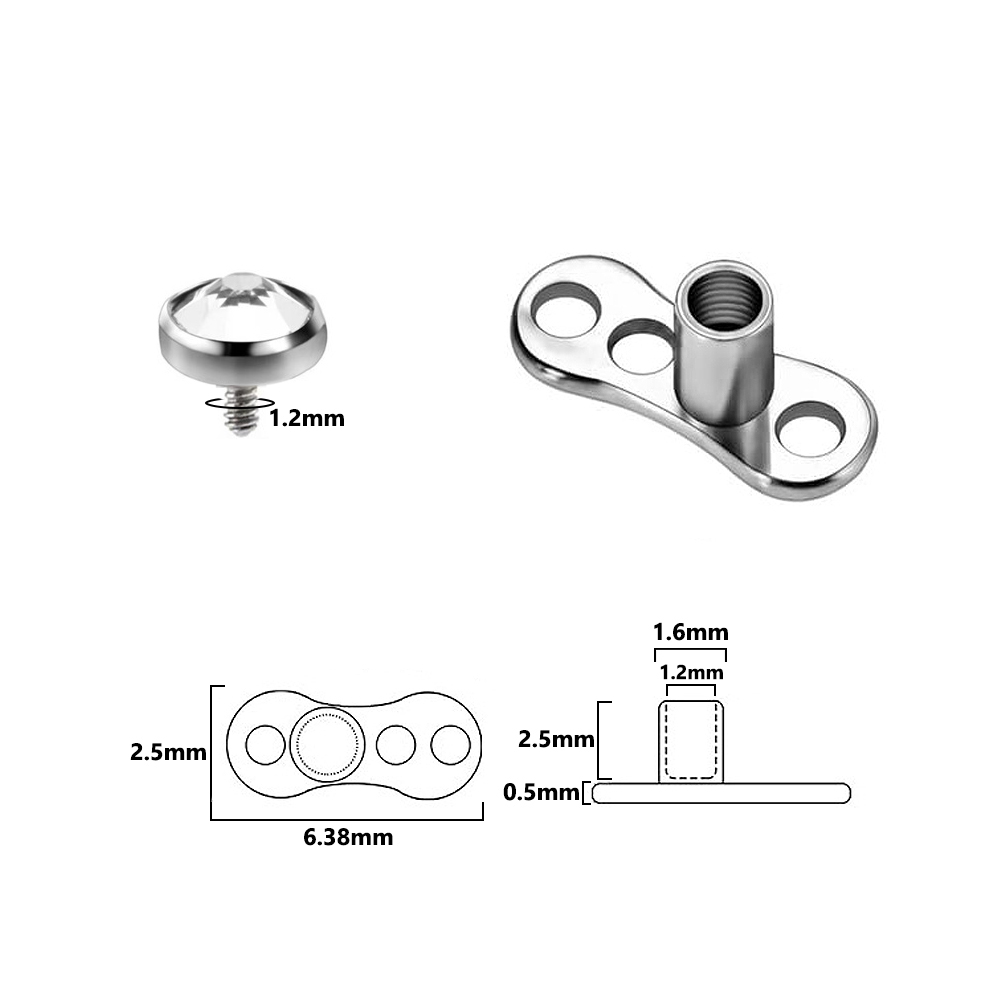 9PCS-1PC Surgical Steel Skin D - đánh giá và giá Dermal Anchor Top