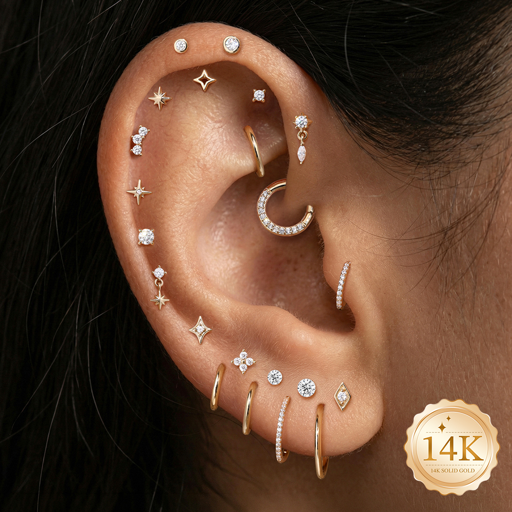 AIDE 14K Gold Stud Earrings fo - đánh giá và giá Star Flat Back