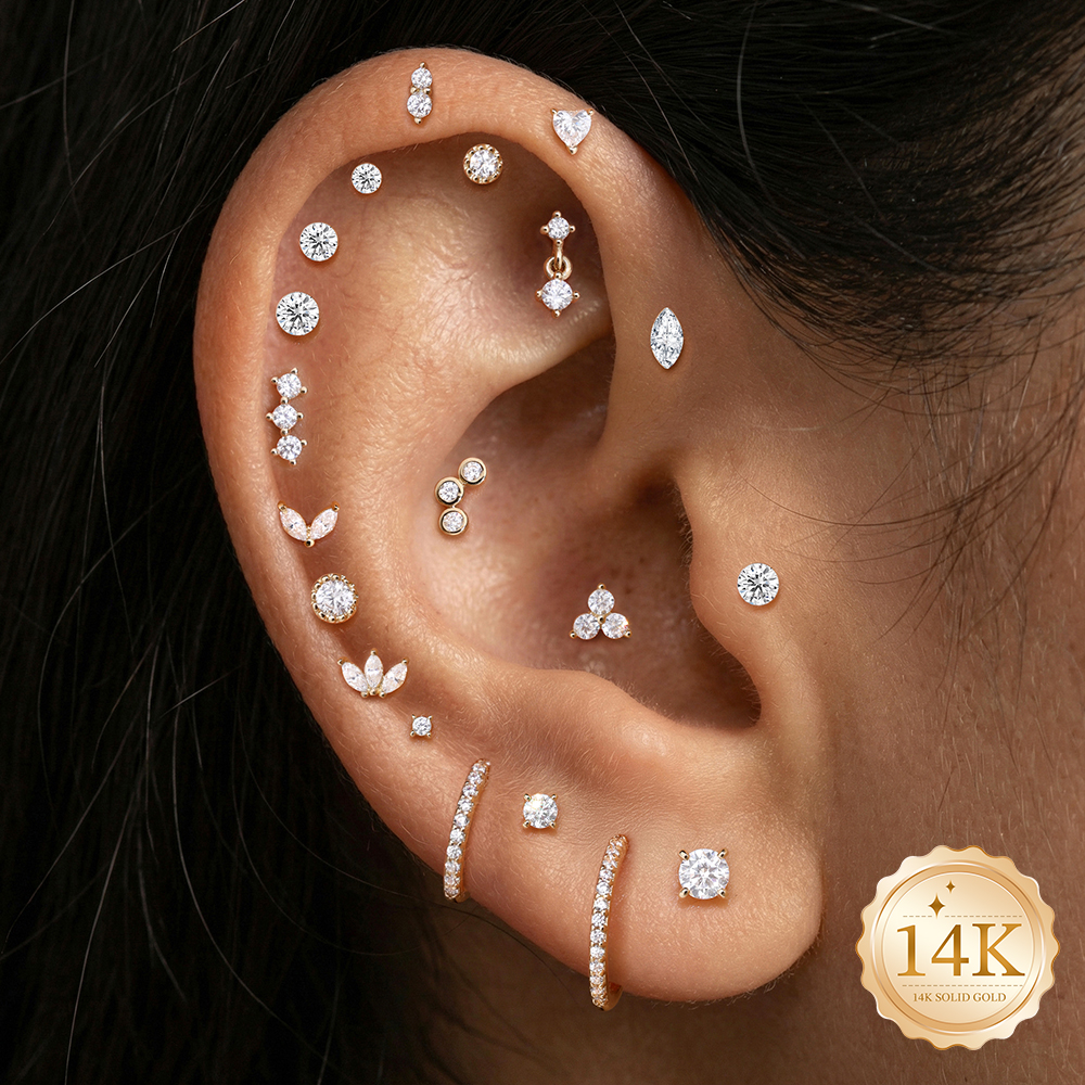 AIDE 14K Gold Stud Earrings fo - đánh giá và giá Star Flat Back
