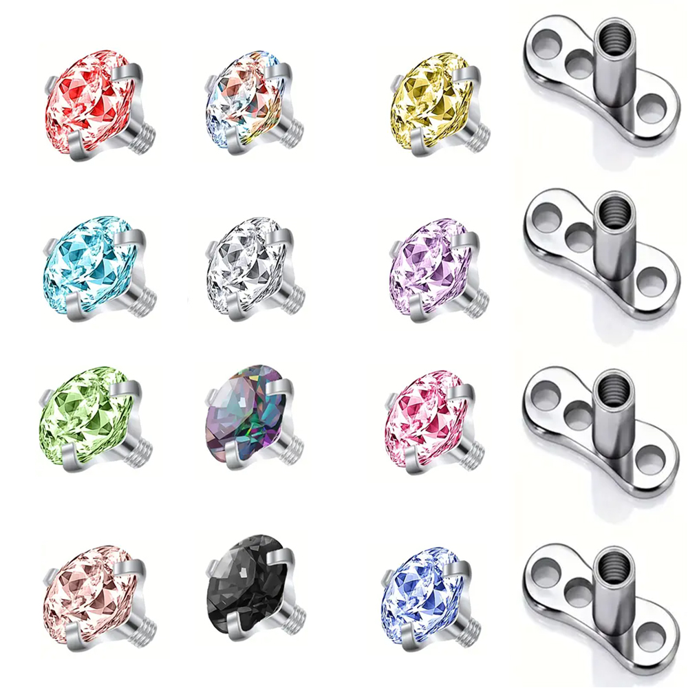 16PCS Crystal Zircon Dermal An - đánh giá và giá Dermal Anchor Top