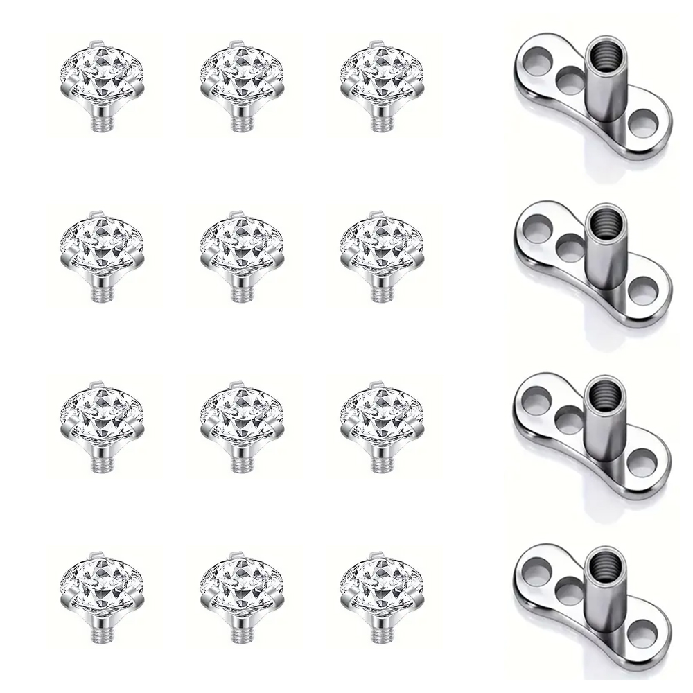 16PCS Crystal Zircon Dermal An - đánh giá và giá Dermal Anchor Top