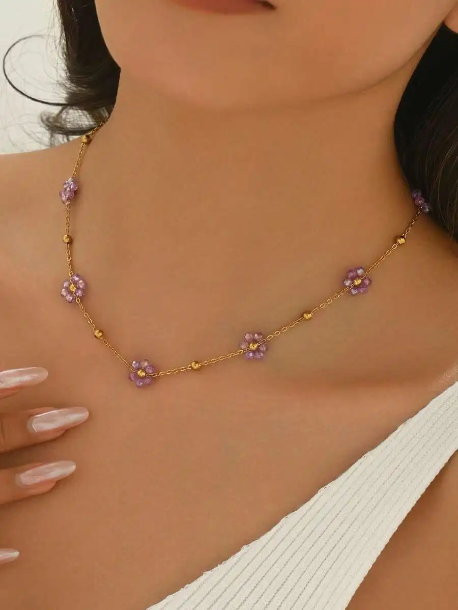 Crystal Flower Beaded Necklace - đánh giá và giá Body Jewelry Leg Chain