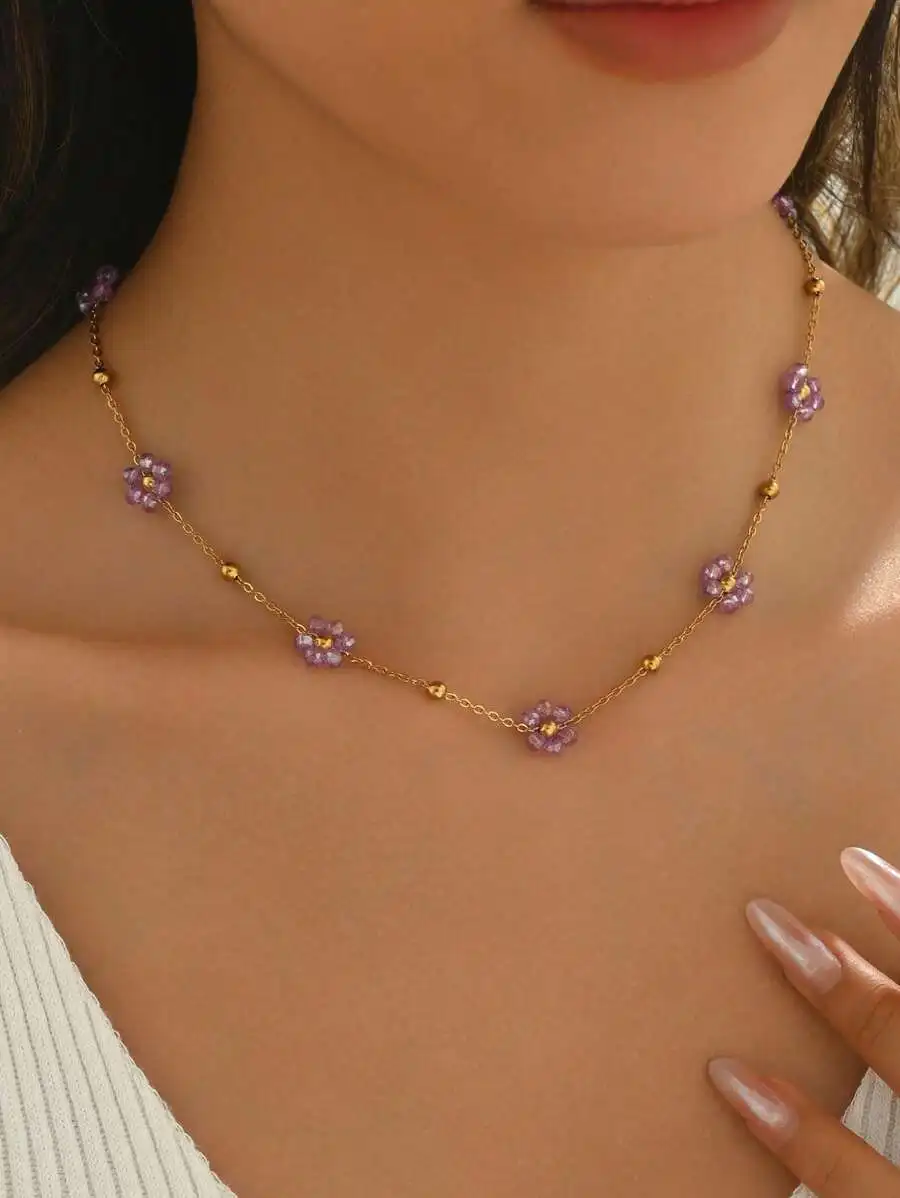 Crystal Flower Beaded Necklace - đánh giá và giá Body Jewelry Leg Chain